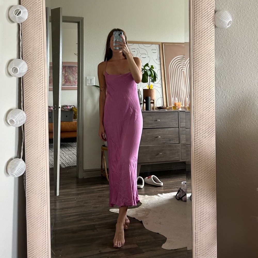 Zara mauve-pink slip midi dress